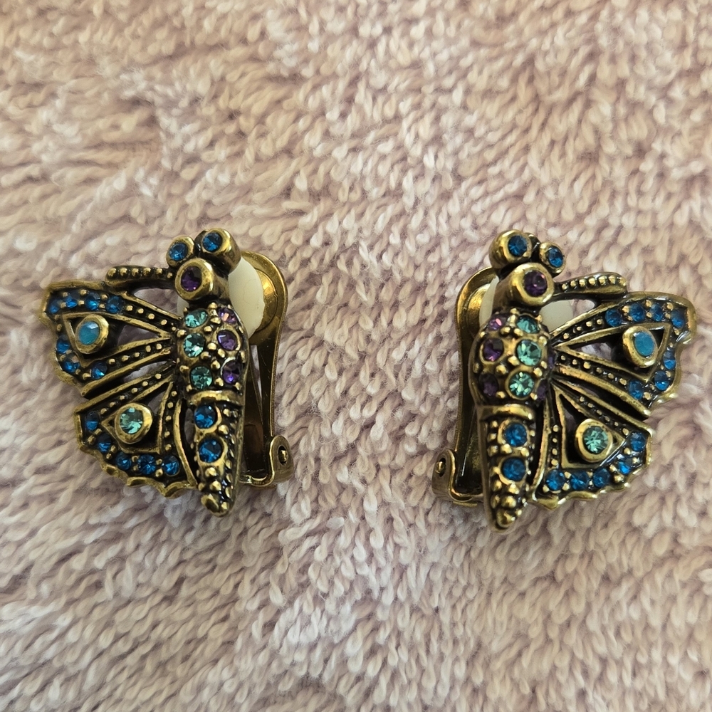 Heidi Daus Blue and Purple Butterfly Earrings (Clip)